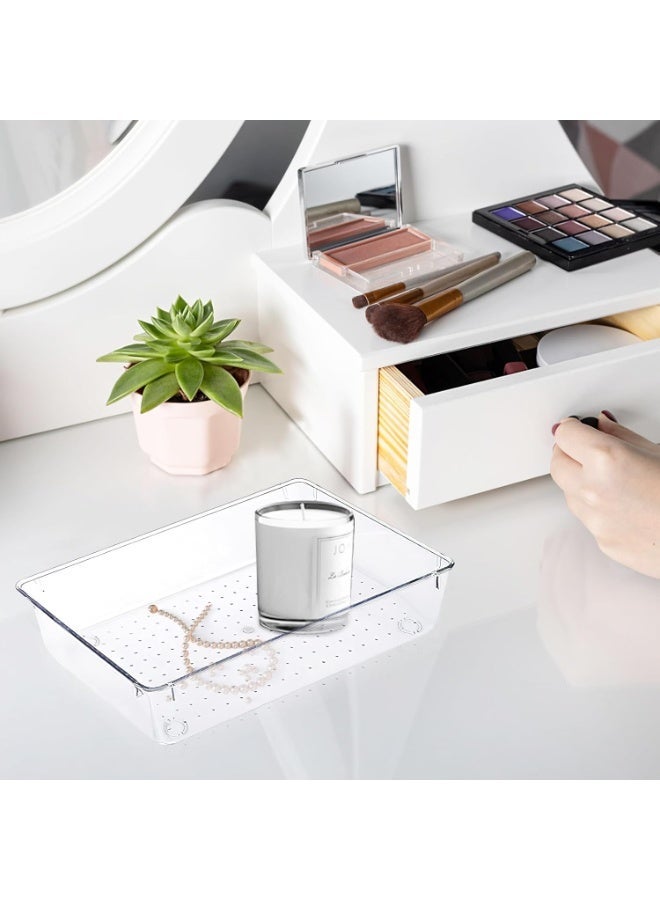 Drawer Organizer and Refrigerator Organizer Set, Stackable Storage Bins, Clear Plastic Makeup Storage Box, Desk Organizer Drawers, 6 Pieces - Image 5