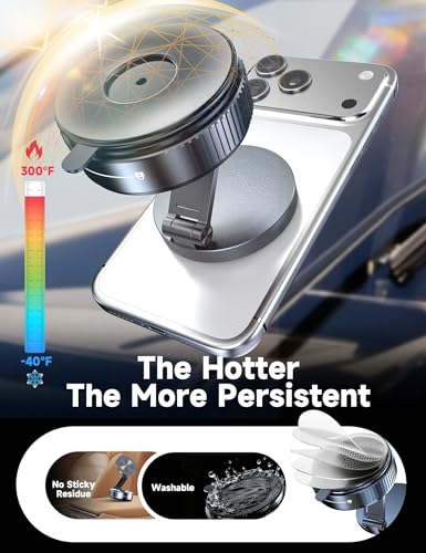 visnfa Vacuum Magnetic Phone Holders for Your Car [105+LBS Suction & 3800gf Magnetic] Magsafe Car Mount, 360° Adjustable Car Phone Holder Mount for Windshield/Mirror/Kitchen/Gym for iPhone & Android - Image 5