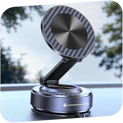 visnfa Vacuum Magnetic Phone Holders for Your Car [105+LBS Suction & 3800gf Magnetic] Magsafe Car Mount, 360° Adjustable Car Phone Holder Mount for Windshield/Mirror/Kitchen/Gym for iPhone & Android - Image 1