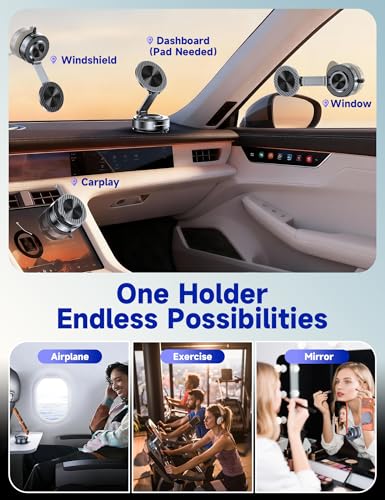 visnfa Vacuum Magnetic Phone Holders for Your Car [105+LBS Suction & 3800gf Magnetic] Magsafe Car Mount, 360° Adjustable Car Phone Holder Mount for Windshield/Mirror/Kitchen/Gym for iPhone & Android - Image 2