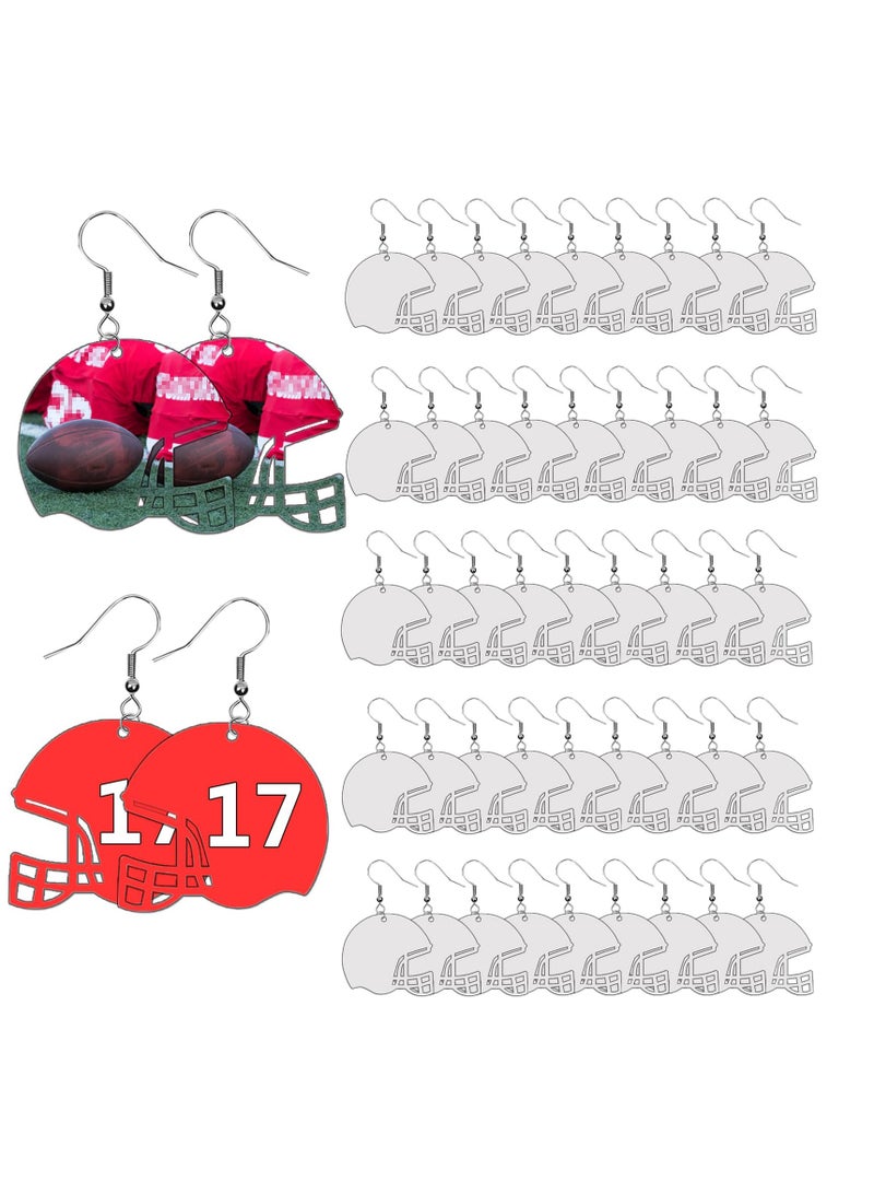 KASTWAVE Sublimation Earring Blanks Bulk, 48 Pcs Double Sided Heat Transfer Sublimation Earrings Sublimation Jewelry Blanks, for Jewelry DIY Making Supplies (Helmet) - Image 1
