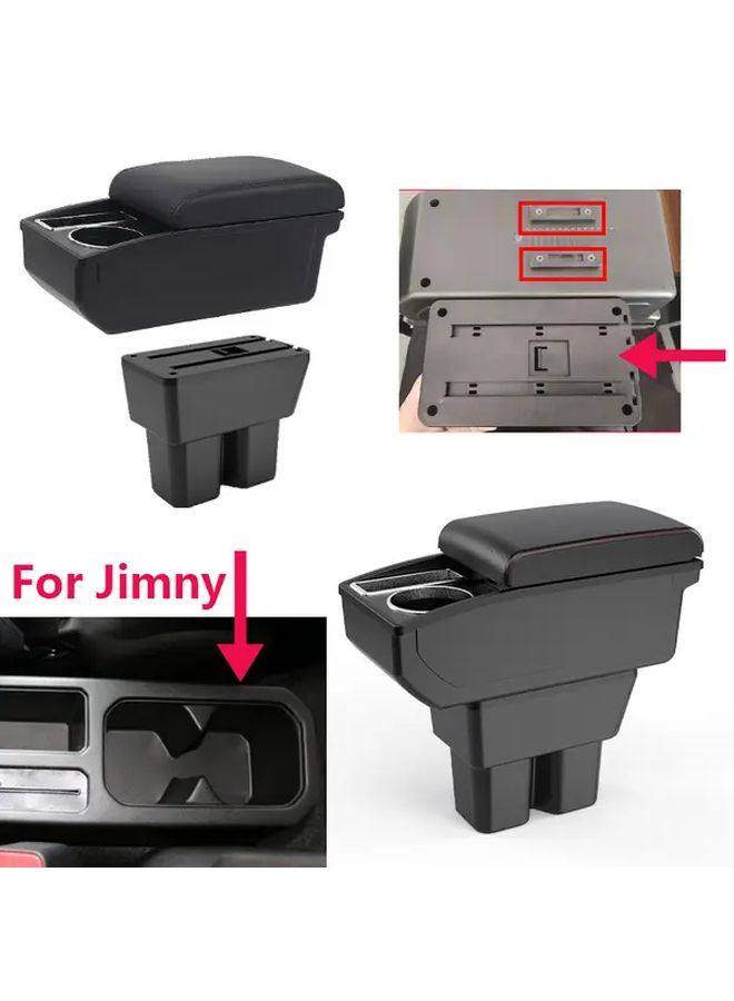 Compatible Suzu Ki Jimny 2018 2025 Center Armrest Box Red Stitching - Image 3