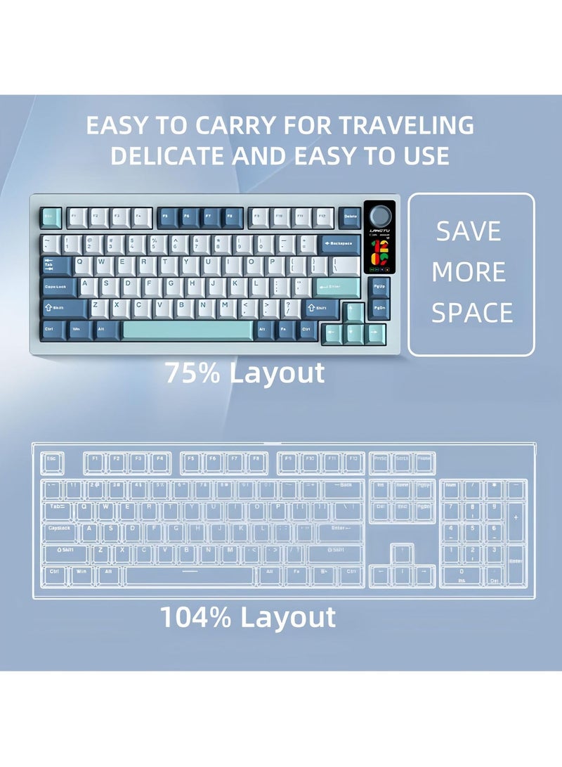 LANGTU LT75 RGB Gaming Mechanical Keyboard, 3 Mode Wired BT Wireless Gaming Mechanical 75% Keyboard,80 Keys Gasket Structure RGB Full-key Hot-swap Gaming Keyboard - Image 3