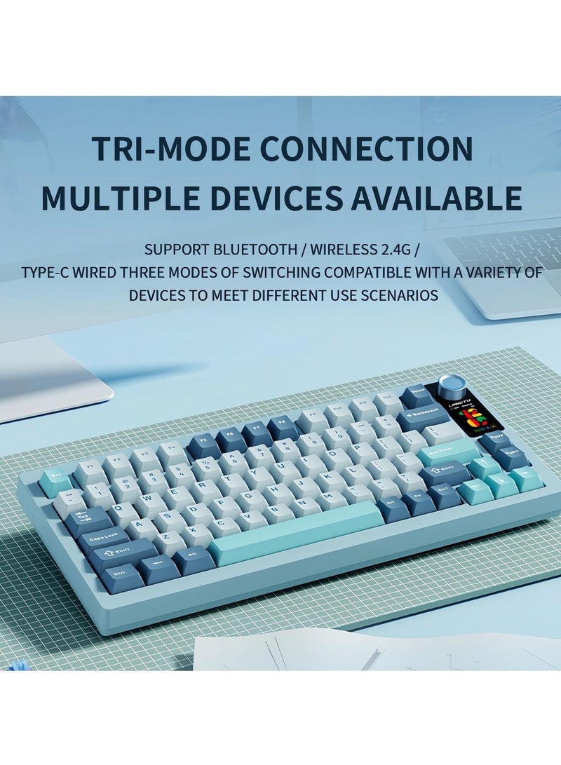 LANGTU LT75 RGB Gaming Mechanical Keyboard, 3 Mode Wired BT Wireless Gaming Mechanical 75% Keyboard,80 Keys Gasket Structure RGB Full-key Hot-swap Gaming Keyboard - Image 2