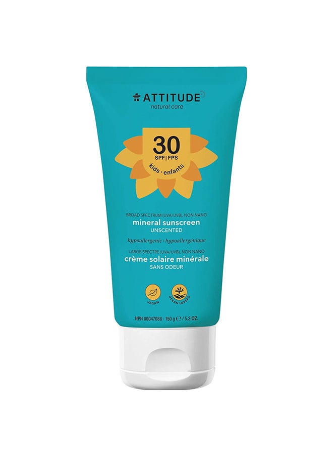 Attitude Mineral Sunscreen, Broad Spectrum Uva/Uvb, Reef-Friendly, Hypoallergenic, Vegan And Cruelty-Free, Spf 30, Fragrance-Free, 75 Grams  - Image 1