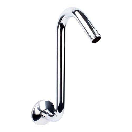 JS Jackson Supplies Shower Head Extension Arm with Flange,10.5 Inch High-Rise Curved S Shaped Design, Stainless Steel, Standard 1/2" Connection, Chrome Finish - Image 1