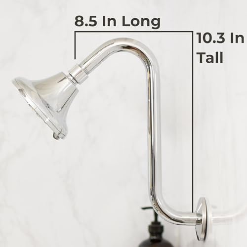 JS Jackson Supplies Shower Head Extension Arm with Flange,10.5 Inch High-Rise Curved S Shaped Design, Stainless Steel, Standard 1/2" Connection, Chrome Finish - Image 5