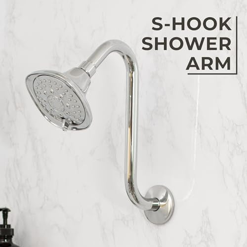 JS Jackson Supplies Shower Head Extension Arm with Flange,10.5 Inch High-Rise Curved S Shaped Design, Stainless Steel, Standard 1/2" Connection, Chrome Finish - Image 2