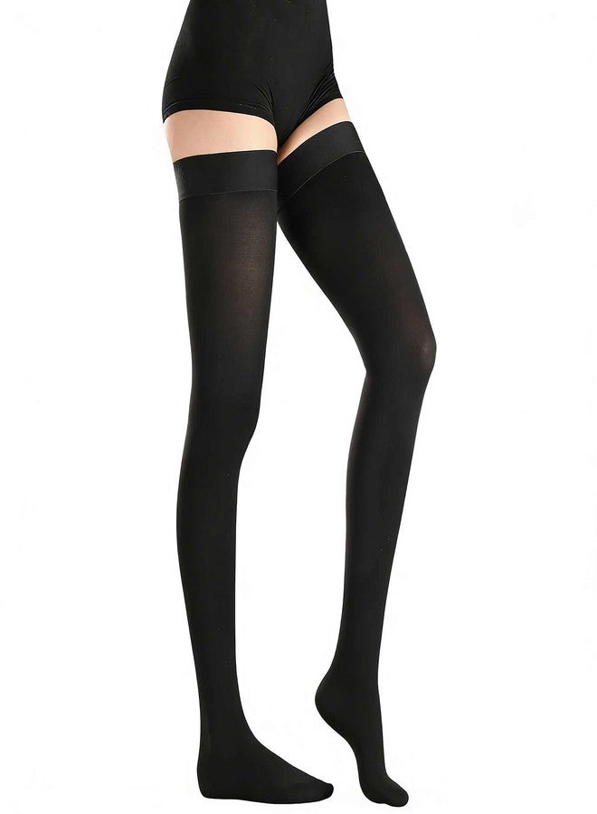 BURLWAY Close Toe Thigh High Medical Compression Stockings For Women & Men,20-30 mmHg Thigh High Compression Socks,Firm Graduated Support Hose with Silicone Dot Band-Ideal for Varicose Veins(1 Pair) - Image 1