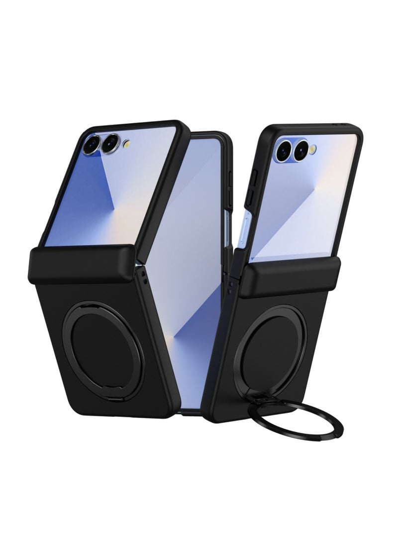 Aookay Case for Samsung Galaxy Z Flip 7 with Stand Compatible & Magnetic Chargers, Z Flip 7 Case with Hinge Protection & Outer Screen Protector, Ultra Slim Magnetic Protective Case Cover (Black) - Image 1