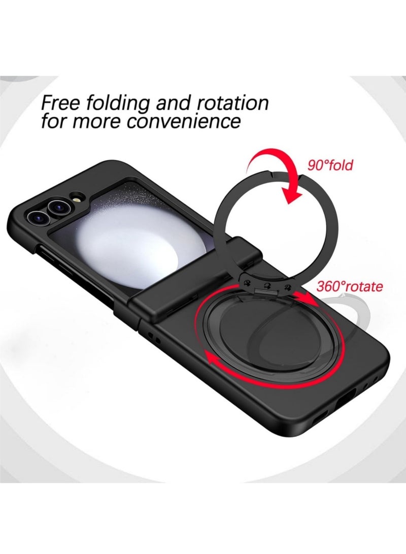 Aookay Case for Samsung Galaxy Z Flip 7 with Stand Compatible & Magnetic Chargers, Z Flip 7 Case with Hinge Protection & Outer Screen Protector, Ultra Slim Magnetic Protective Case Cover (Black) - Image 2