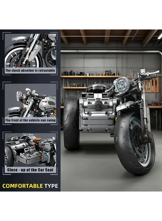Motorcycle Building Blocks Set 1000 Pcs Realistic Tricycle Model For Enthusiasts Office Decoration Christmas Gift - Image 4