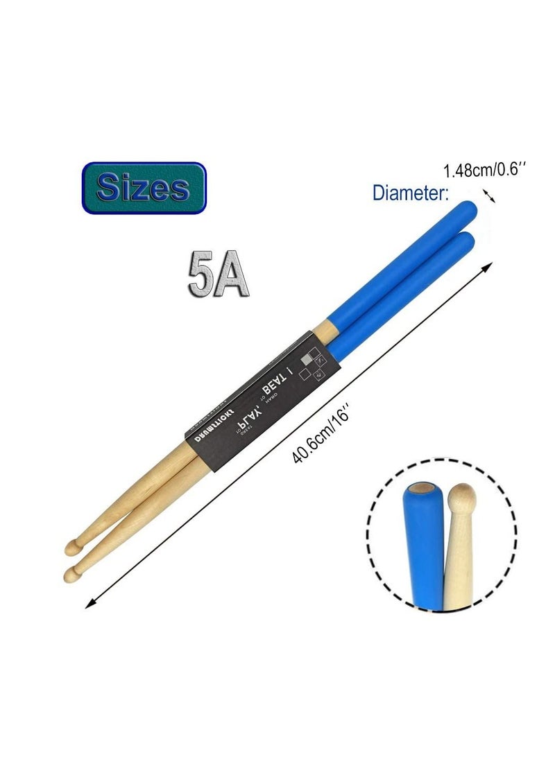 Excefore Drum Sticks Non-Slip, 3 Pair Classic Maple Wood Drumsticks, 5A Drumsticks for Adults, Kids, Students, and Beginners (Red,Blue,Green) - Image 2