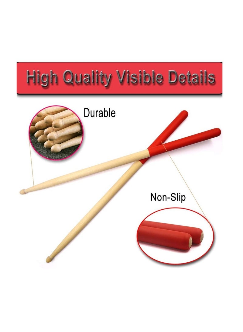 Excefore Drum Sticks Non-Slip, 3 Pair Classic Maple Wood Drumsticks, 5A Drumsticks for Adults, Kids, Students, and Beginners (Red,Blue,Green) - Image 3