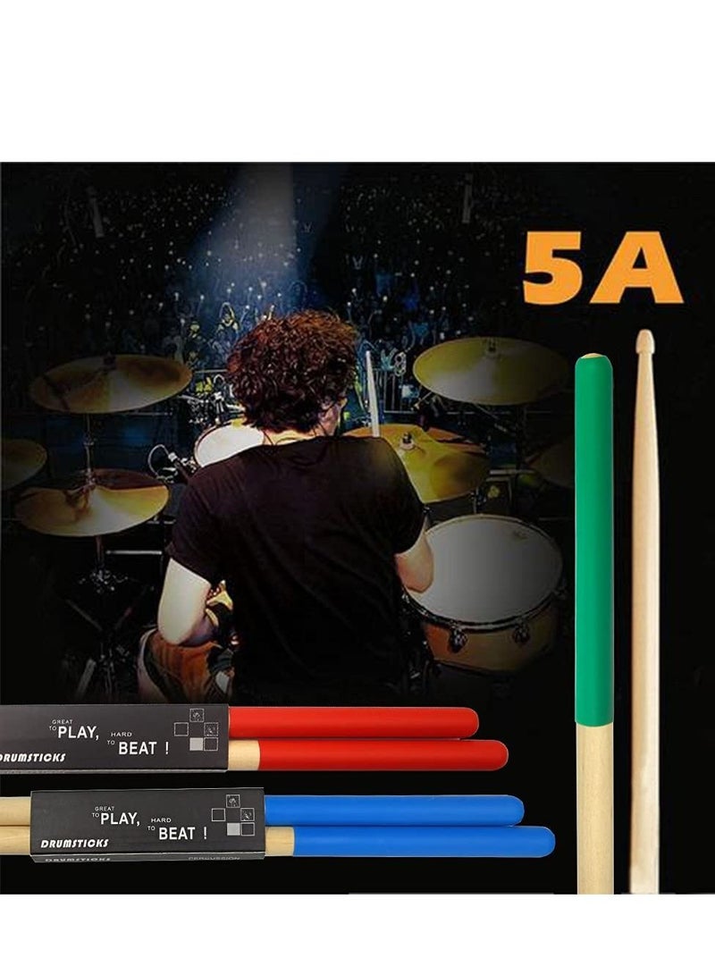 Excefore Drum Sticks Non-Slip, 3 Pair Classic Maple Wood Drumsticks, 5A Drumsticks for Adults, Kids, Students, and Beginners (Red,Blue,Green) - Image 5