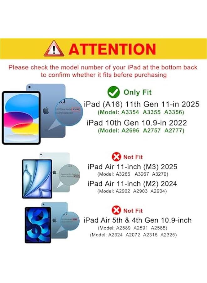 بروكيس حافظة لجهاز ايباد (A16) الجيل 11 11 انش 2025/ ايباد الجيل العاشر 10.9 انش 2022، غطاء ذكي نحيف مع غلاف خلفي صلب شفاف، يدعم خاصية التعرف باللمس، خاصية التنبيه/النوم التلقائي - كحلي