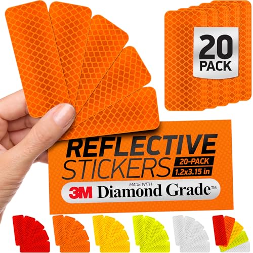 Byllstore Reflective Safety Tape Stickers | 3M Diamond Grade | Orange | 1.2″ x 3.15″ | 20-Pack | Safety Warning Tape for Helmets, Cars, Mailboxes & More - Image 1