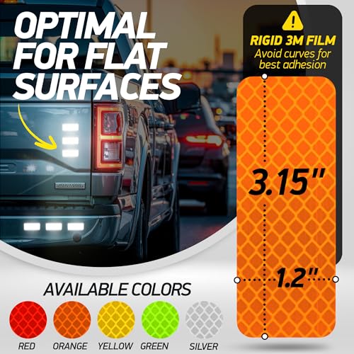 Byllstore Reflective Safety Tape Stickers | 3M Diamond Grade | Orange | 1.2″ x 3.15″ | 20-Pack | Safety Warning Tape for Helmets, Cars, Mailboxes & More - Image 2