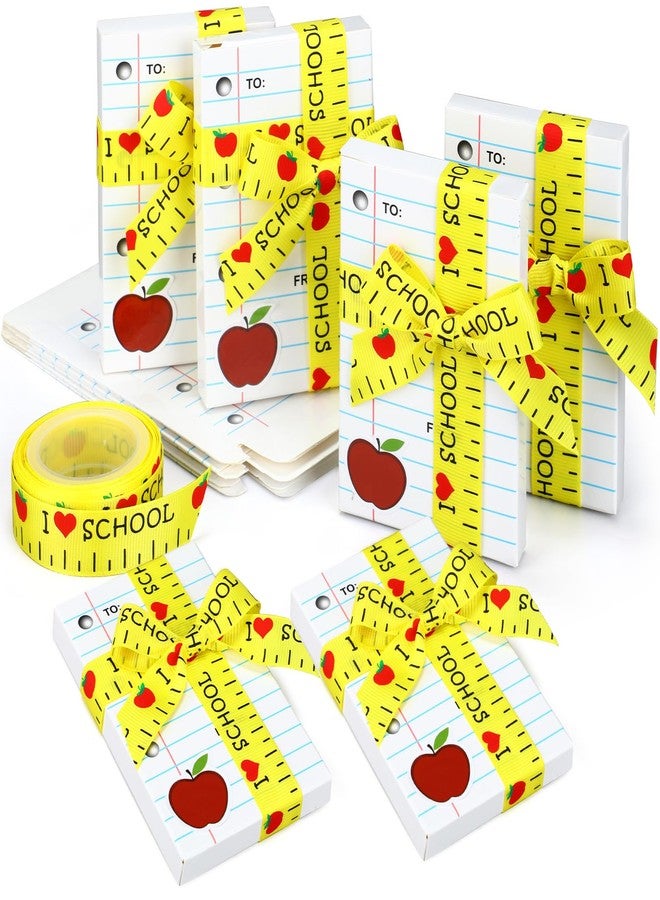 Lineshading 12 Pack Teacher Gift Card Box Holder Back to School Teacher Appreciation Gifts Card Holders with Apple Sticker Ribbon Thank You Gift Box for First Day of School Teachers Gifts(White - Image 1