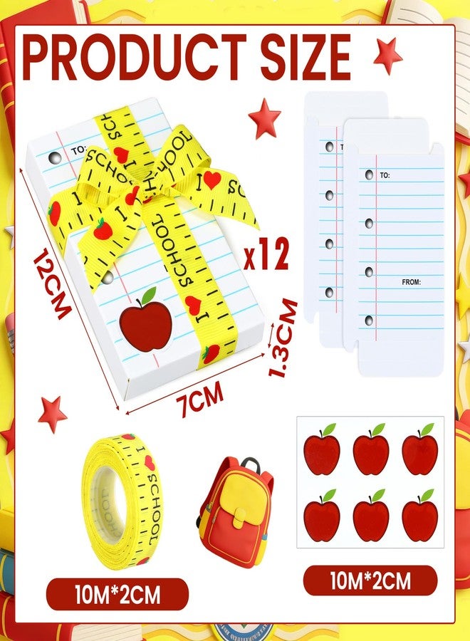 Lineshading 12 Pack Teacher Gift Card Box Holder Back to School Teacher Appreciation Gifts Card Holders with Apple Sticker Ribbon Thank You Gift Box for First Day of School Teachers Gifts(White - Image 2