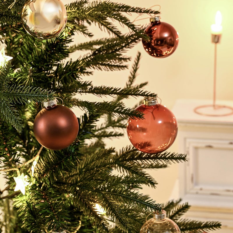 Aomoonoa Brown Glass Christmas Ball Ornaments For Christmas Tree  2.36  Christmas Hanging Ornaments Set Of 12 Christmas Baubles For Holiday Party Xmas Tree Decorations Gifts - Image 3