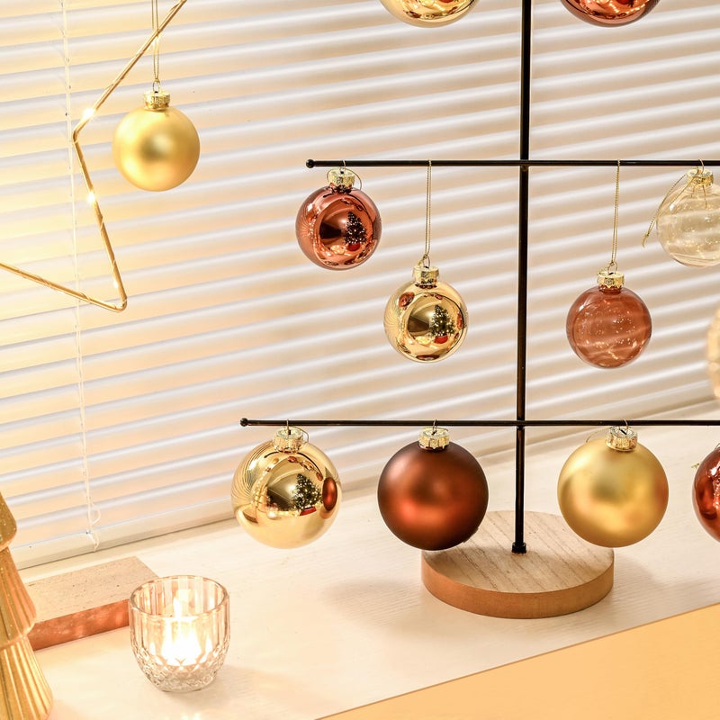 Aomoonoa Brown Glass Christmas Ball Ornaments For Christmas Tree  2.36  Christmas Hanging Ornaments Set Of 12 Christmas Baubles For Holiday Party Xmas Tree Decorations Gifts - Image 5