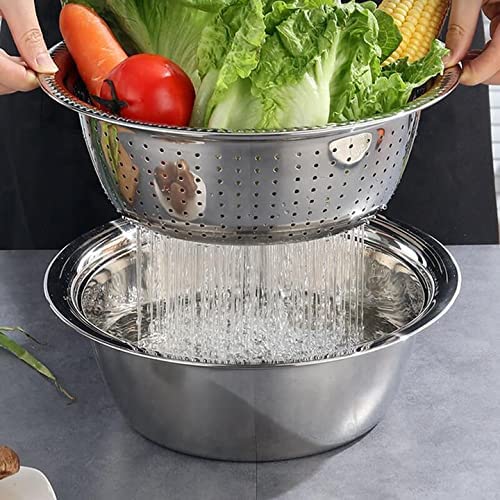 SHOPOBOX 3 in 1 Kitchen Multipurpose Kitchen Stainless Steel Bowl Drain Basket Julienne Graters for Vegetable CutterVegetableFruit Grater Kitchen Mesh Strainers - Image 4