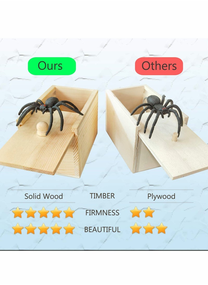 Excefore - Rubber Spider Prank Box, Handcrafted Wooden Surprise Box Prank, Spider Money Surprise in a Box,Prank Stuff (Upgraded Version) - Image 1