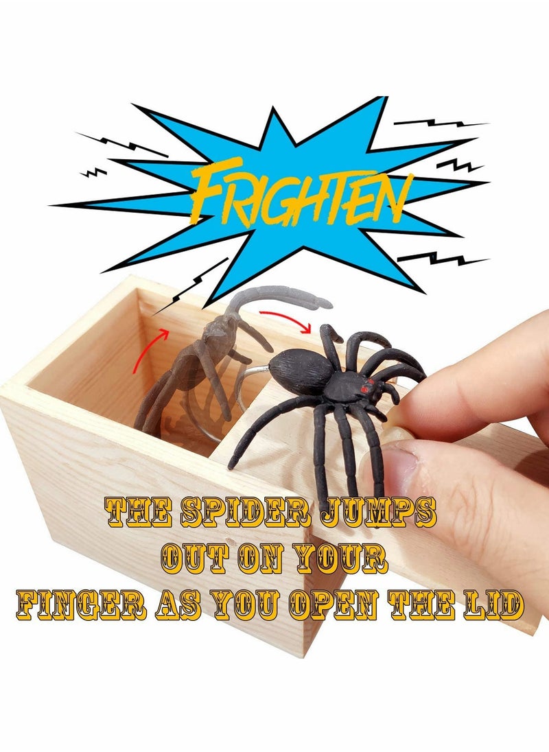 Excefore - Rubber Spider Prank Box, Handcrafted Wooden Surprise Box Prank, Spider Money Surprise in a Box,Prank Stuff (Upgraded Version) - Image 1