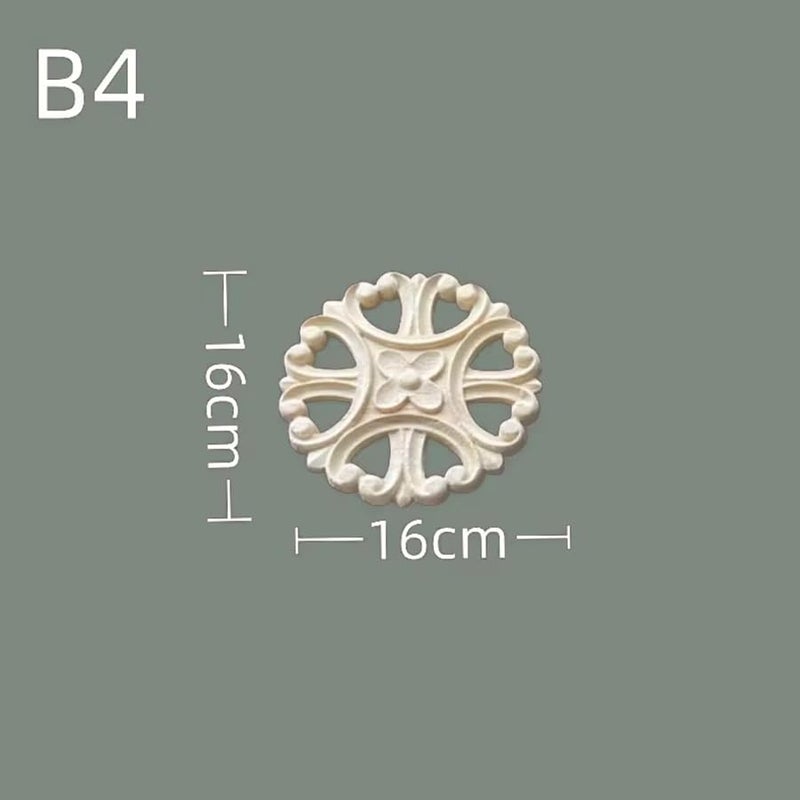 Solid Wood Round Hollow Flower Carvings For Wardrobe Door Enhancement B4 16CMx16CM - Image 3