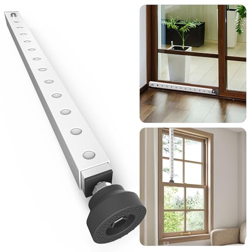 Gadgetzan Window Security Bar1733 inch Adjustable Sliding Door Security Bar Lock with Rubber TipsSliding Window Lock Bar forPatio Glass DoorHome ApartmentAntiTheftChild SafetyWhite 1 Pack - Image 1