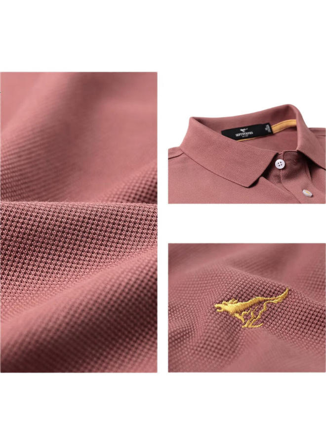 Septwolves Men'S Short Sleeve T-Shirt With Cool Feeling And Color Fixing, Antibacterial Collar Business Casual Solid Color Polo With Colorful Small Wolf Logo - Image 2