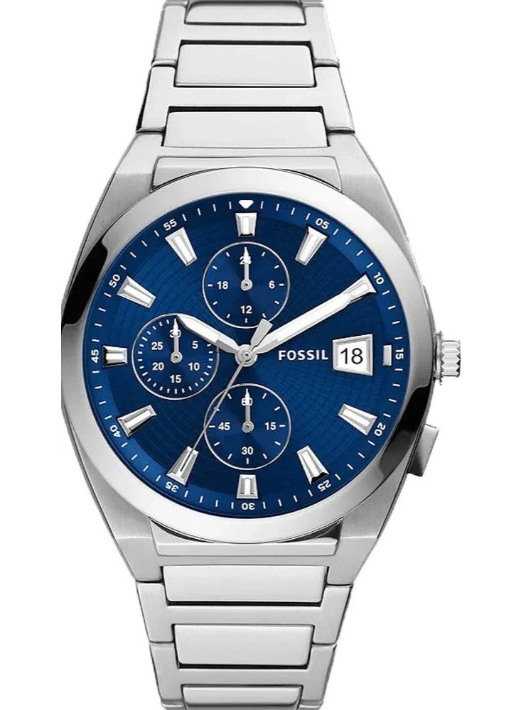 فوسيل Men Fossil Everett FS5795 Men’s Watch – Blue Dial Chronograph, Silver Stainless Steel Bracelet, Quartz, 42mm, 50M Water Resistant - Image 1