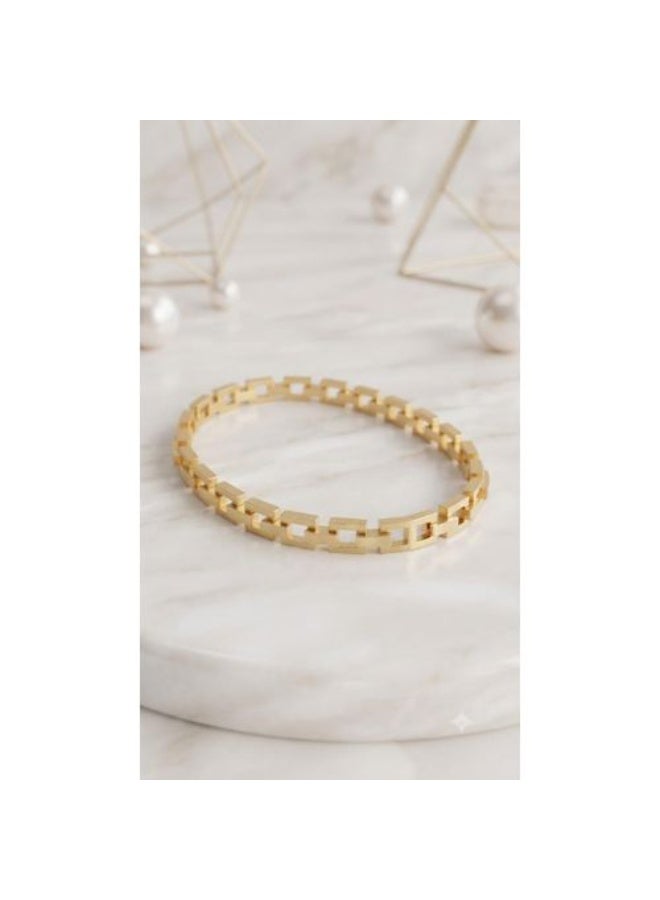 Minimalist Interlocking Link Stainless Steel Bangle, Gold Finish