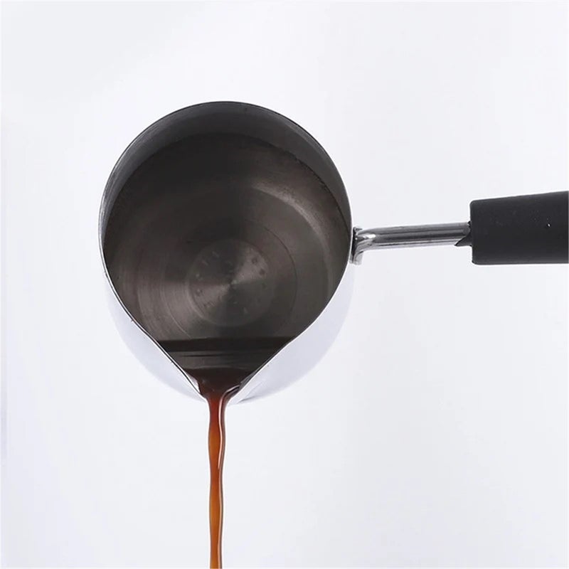 Milk heating pan, stainless steel, milk heating pan, milk pan with scales and chocolate butter, milk foam tank with extended handle 600/1000ml - Image 2