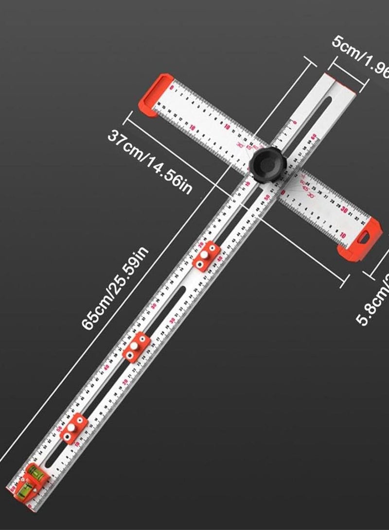 GGOOT Drilling Positioning Ruler | 25" T-Square Ruler | Marking Gauge Woodworking | Multi Angle Measuring Ruler | Cabinet Hardware Jig Tool | High Precision Angle Ruler Precise Drilling Tool for Carpentry - Image 2