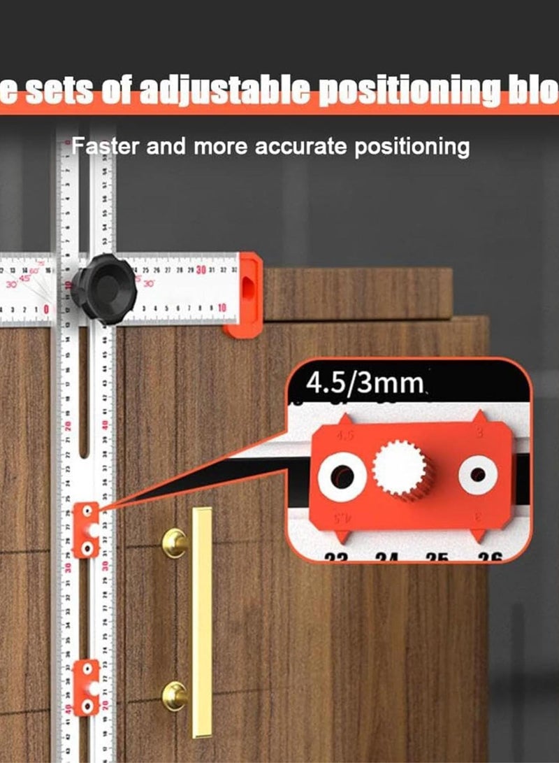 GGOOT Drilling Positioning Ruler | 25" T-Square Ruler | Marking Gauge Woodworking | Multi Angle Measuring Ruler | Cabinet Hardware Jig Tool | High Precision Angle Ruler Precise Drilling Tool for Carpentry - Image 3
