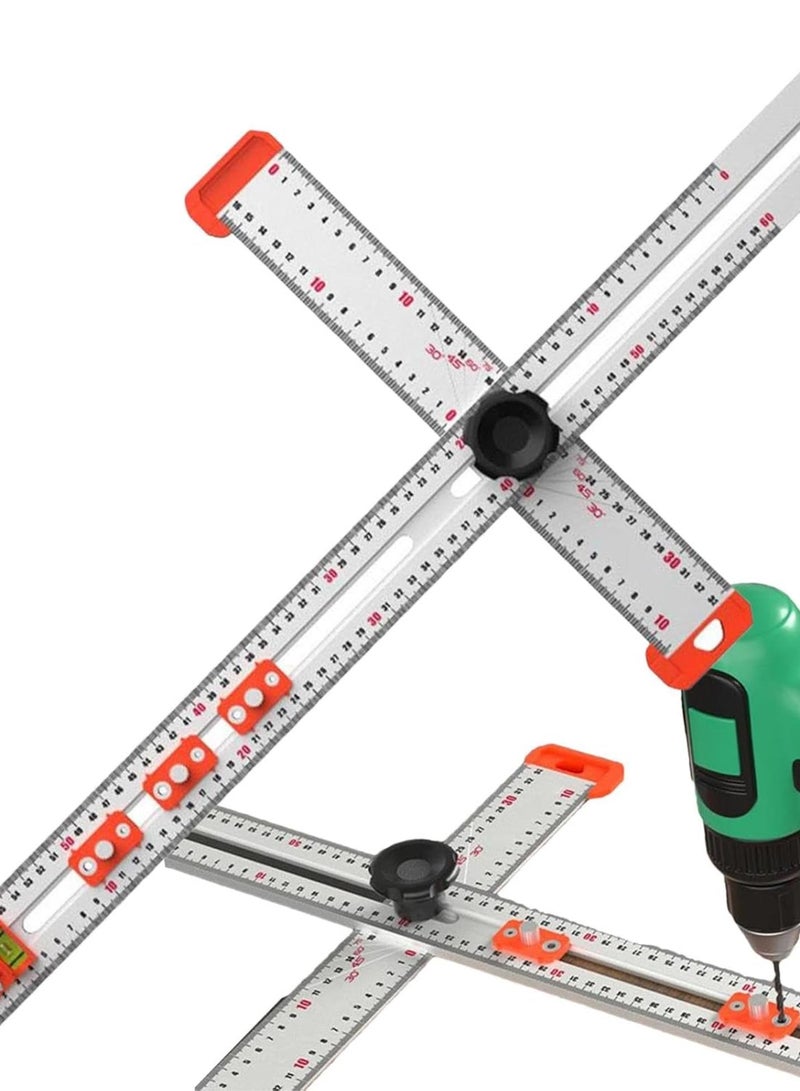 GGOOT Drilling Positioning Ruler | 25" T-Square Ruler | Marking Gauge Woodworking | Multi Angle Measuring Ruler | Cabinet Hardware Jig Tool | High Precision Angle Ruler Precise Drilling Tool for Carpentry - Image 1