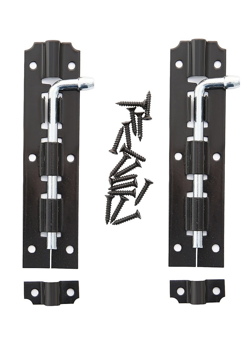 LAWAZIM Twin Black Latch Lock -5inch- Corrosion Resistant Secure Privacy Locking and Easy to Install Sliding Latch with Mounting Screws - for Gates Cabins Sheds Barns Cabinets Doors Stalls and Drawers  - Image 2