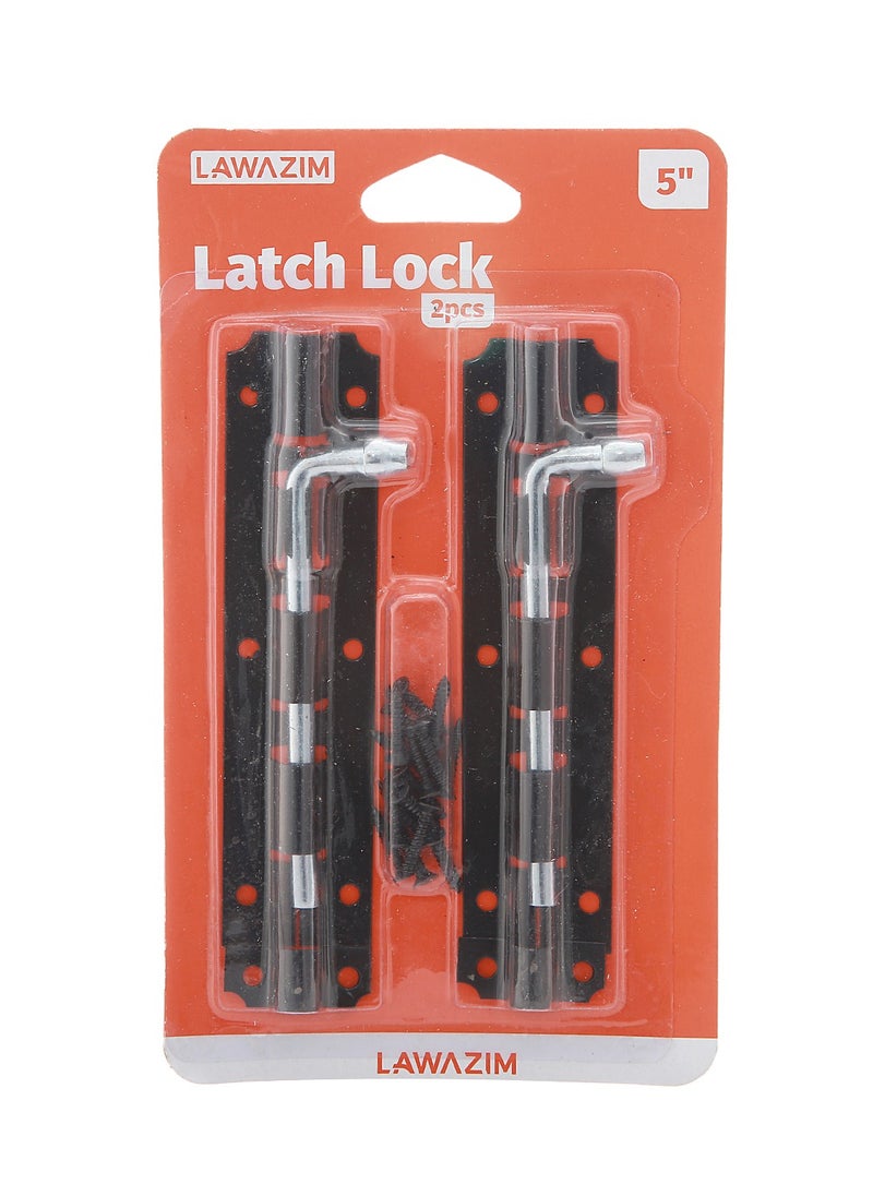 LAWAZIM Twin Black Latch Lock -5inch- Corrosion Resistant Secure Privacy Locking and Easy to Install Sliding Latch with Mounting Screws - for Gates Cabins Sheds Barns Cabinets Doors Stalls and Drawers  - Image 3