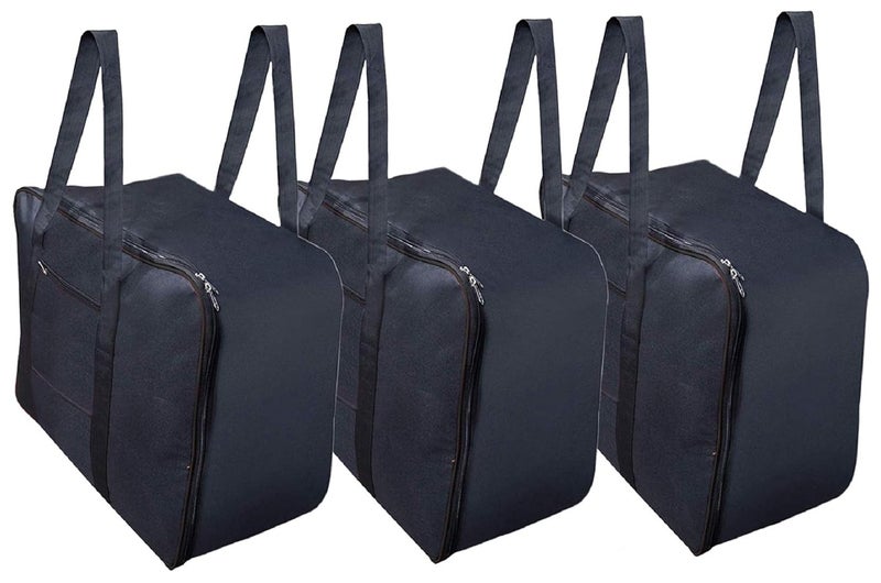Kuber Industries Rexine 3 Pcs Jumbo Underbed Moisture Proof Storage Bag with Zipper Closure and Handle Black CTKTC6318 - Image 1