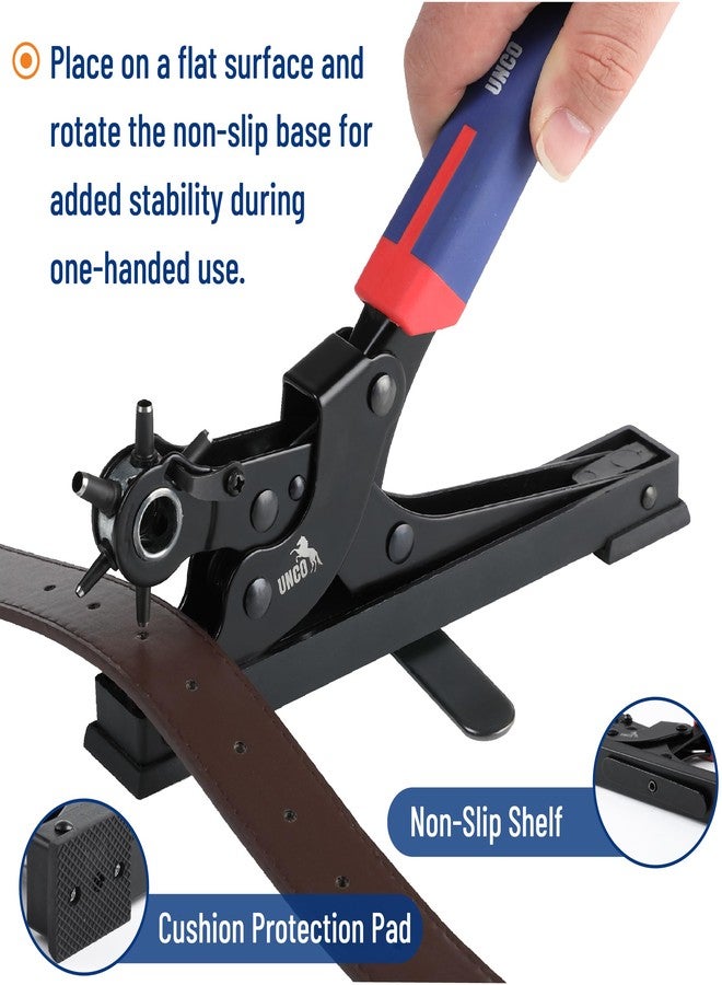 UNCO- Desktop Leather Hole Punch Tool, 6 Punch Sizes, Belt Hole Puncher for Leather, Dog Collars, Watch Straps, Footwear, Fashion Accessories and Crafting - Image 4