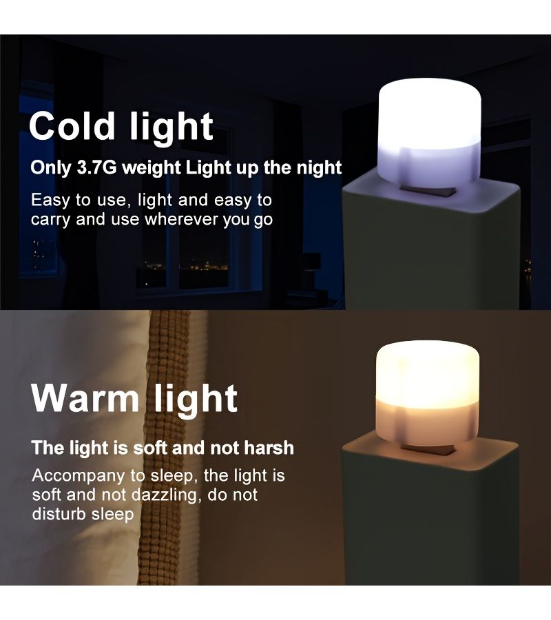 10pcs USB Night Light Mini LED Bulbs Warm White Portable Ambient Lighting For Home Office - Image 4