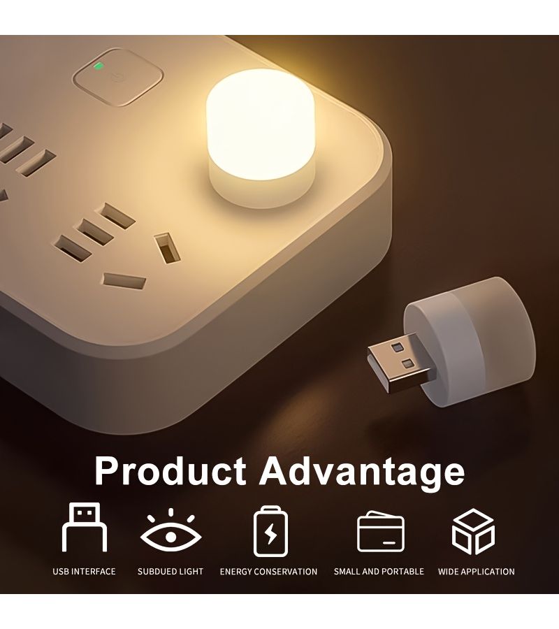 10pcs USB Night Light Mini LED Bulbs Warm White Portable Ambient Lighting For Home Office - Image 3
