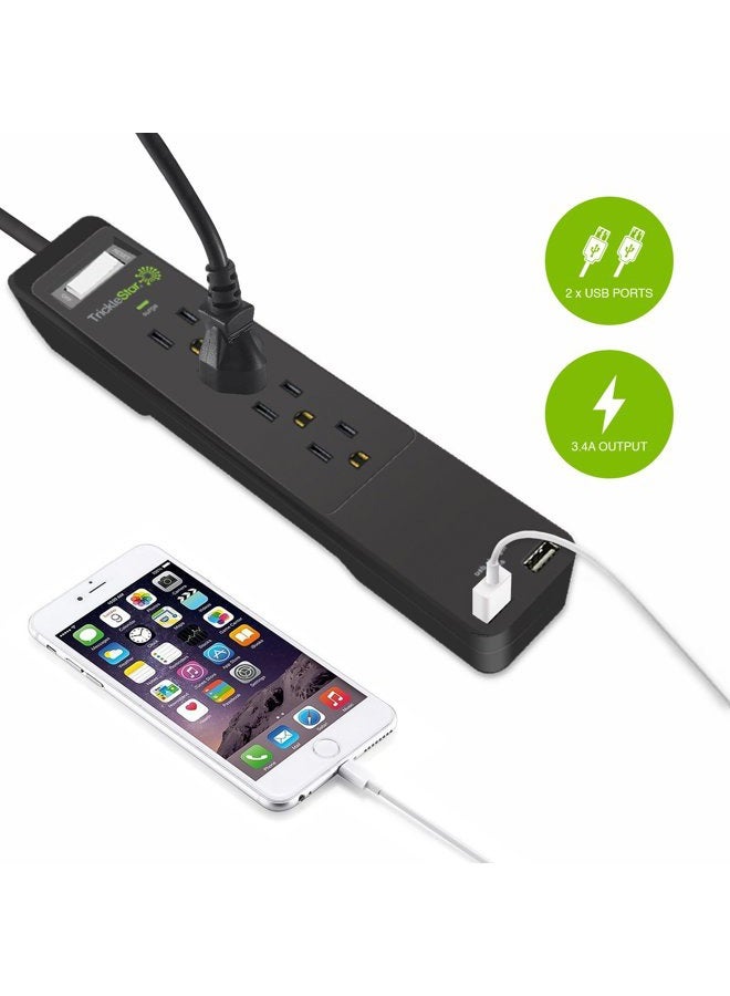 TrickleStar 4-Outlet PRO Series Surge Protector with 2 USB Charging Ports - Image 4