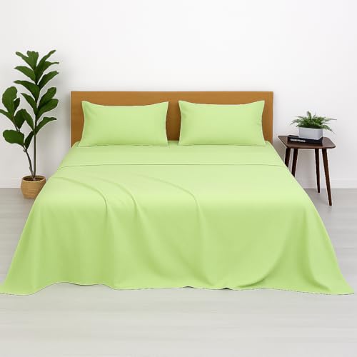 Bhoomi Impex Bedsheets for Queen - 90x102 Inch Bed - Microfiber Plain Sage Solid Bed Sheet Include Pillow Cover, Ultra Soft | for Home, Hotel, Villa, Resort and Guest House - Image 1