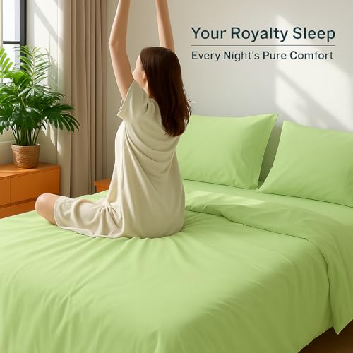 Bhoomi Impex Bedsheets for Queen - 90x102 Inch Bed - Microfiber Plain Sage Solid Bed Sheet Include Pillow Cover, Ultra Soft | for Home, Hotel, Villa, Resort and Guest House - Image 4