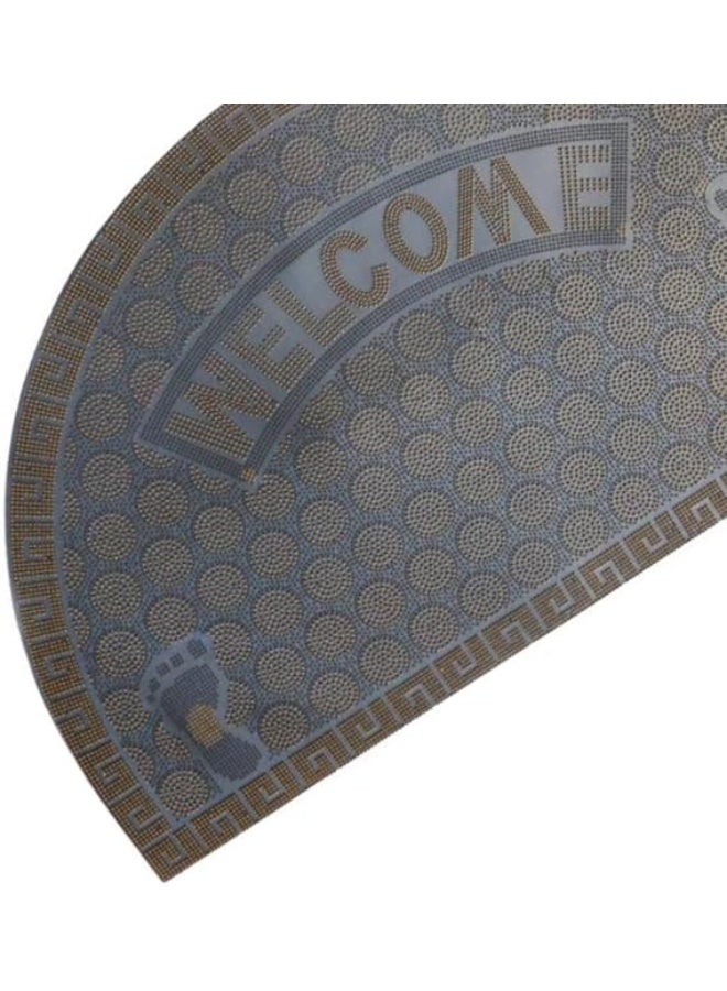 Non-slip semi-circular welcome mat – rubber entrance mat for dirt collection and shoe cleaning, for indoor and outdoor use - Image 3