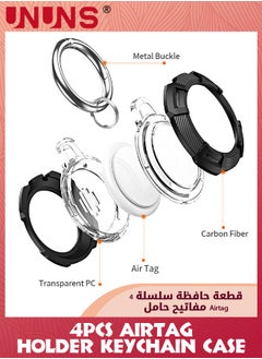 UNUNS 4 Pack AirTag Holder Keychain Case,Solid Full-Body Protection Cover Anti-Scratch Clear Shell With Key Ring For Apple Air Tag Accessories,Works With Keychain/Dog Coller/Cat Coller,Black  - Image 4