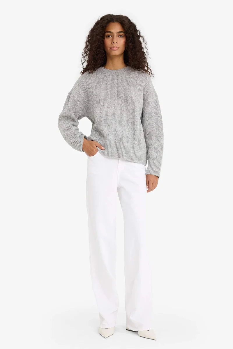 ديفاكتو Oversize Crew Neck Knitwear Pullover